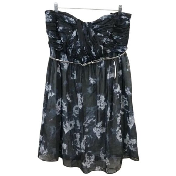 Donna Morgan Strapless Belted Chiffon Mini Dress Plus Size 20W Flare Cocktail - Picture 1 of 8